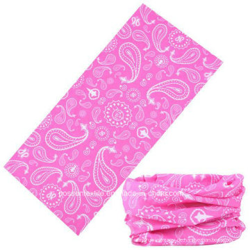 Custom Polyester Pink Paisley Printed Seamless Style Biker Ski Neck Warmer Outdoor Sports Face Mask